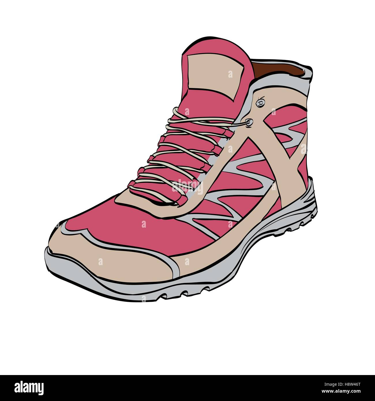 Red Hiking sneakers, shoes Stock Vector