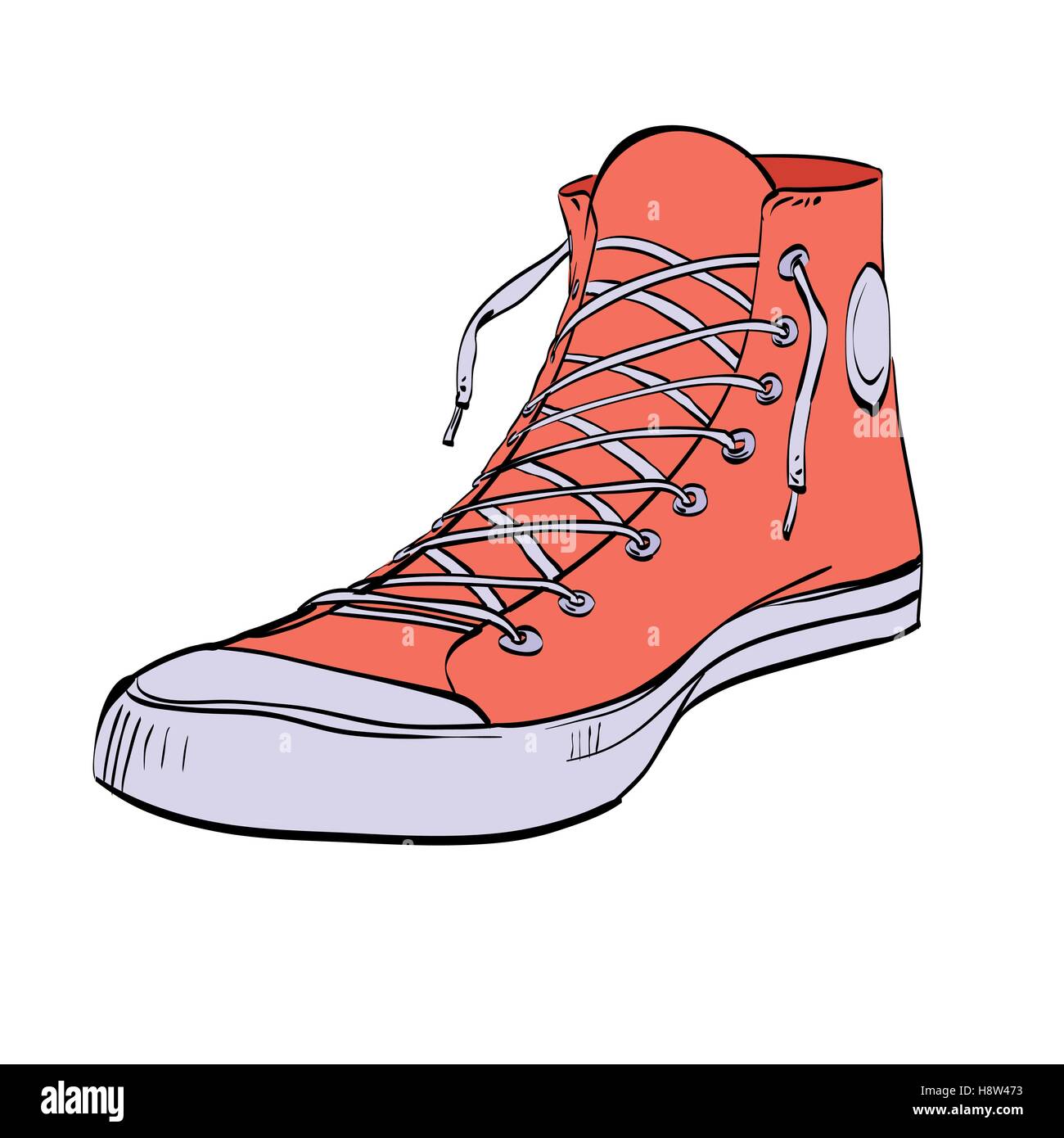 Red sneakers youth shoes Stock Vector