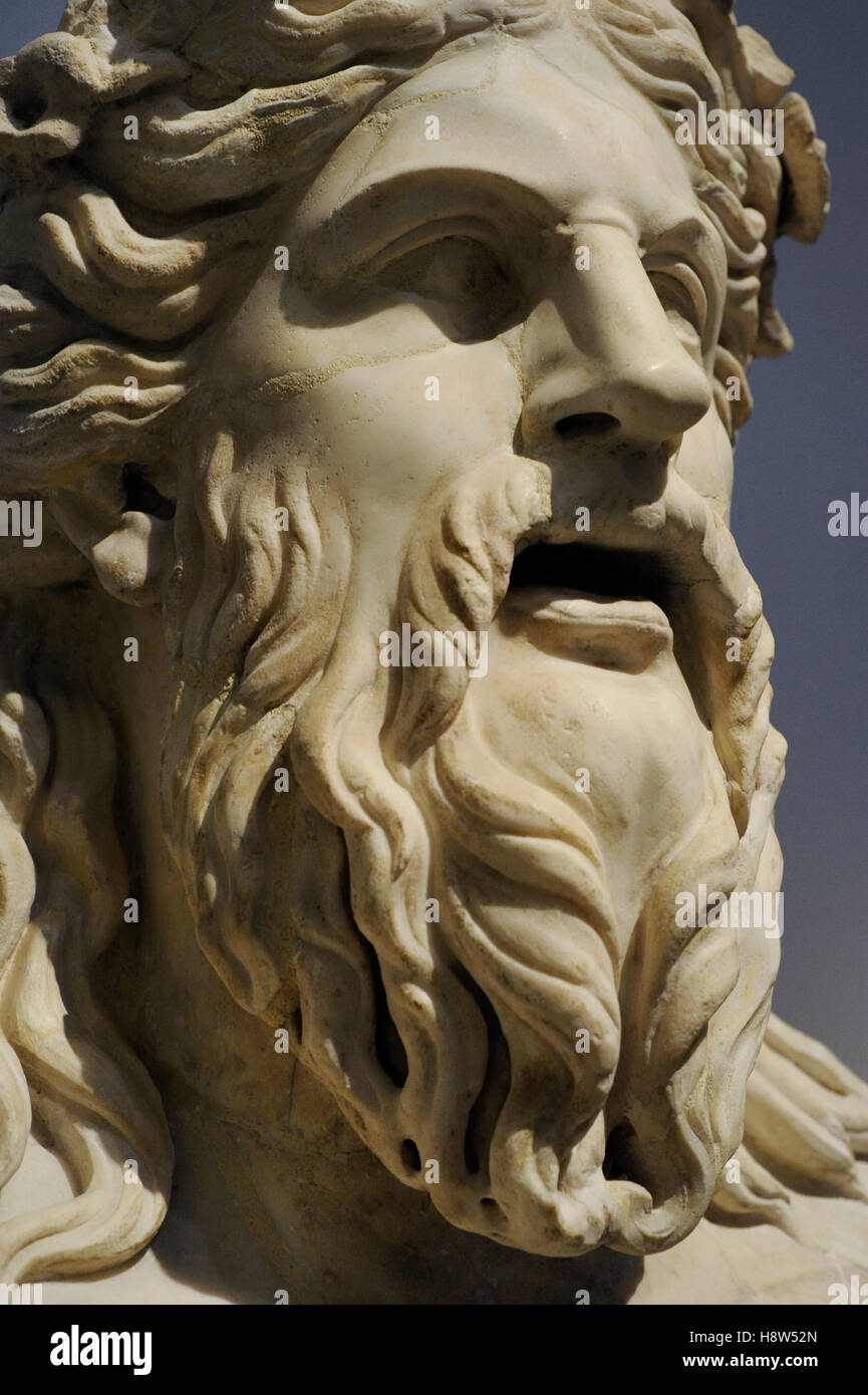 Roman statue. River deity, part of a fountain. 2nd century AD. National Archaeological Museum, Naples. Italy. Stock Photo