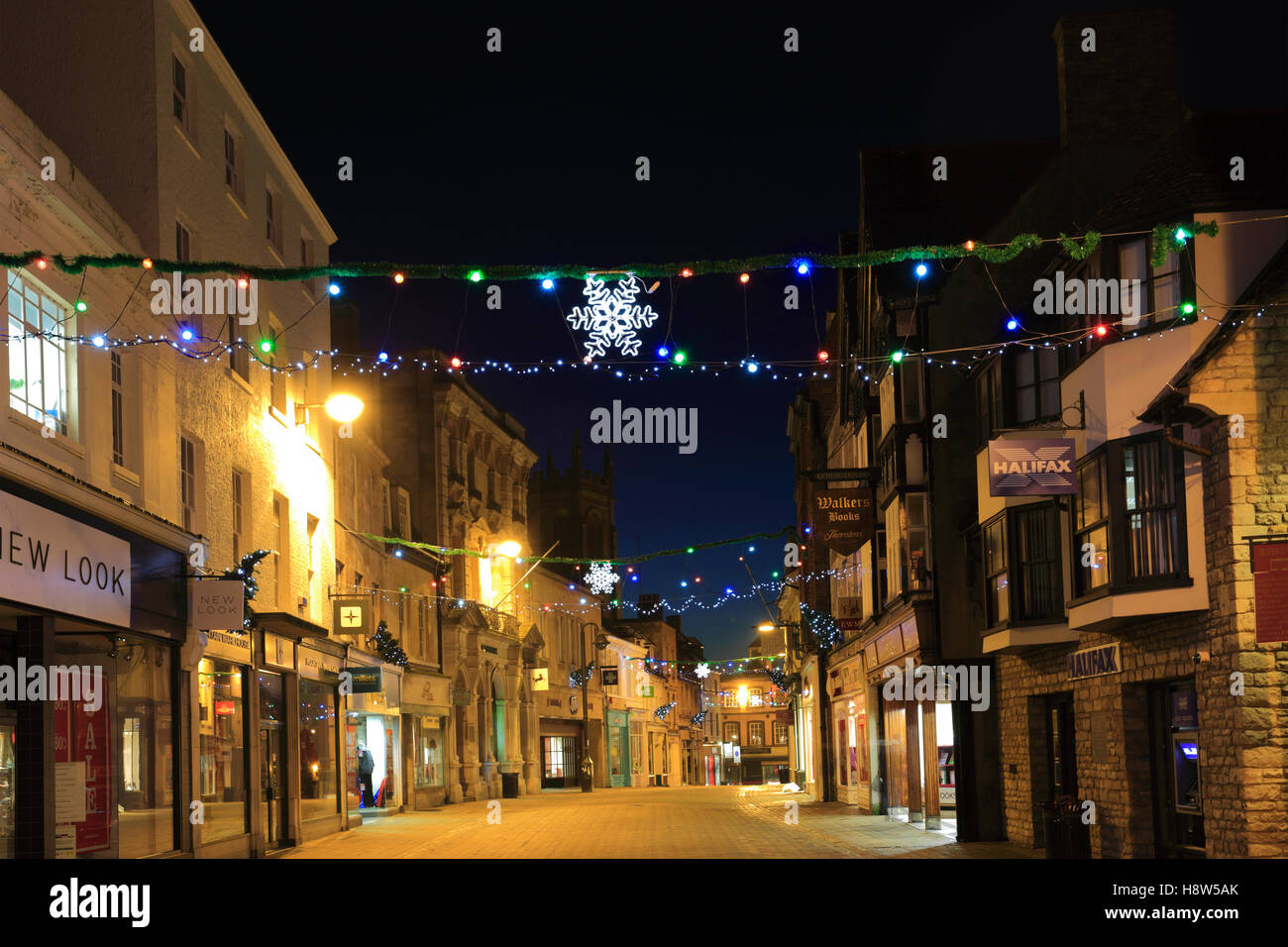 Stamford Christmas Lights 2022 Winter; January; February; Christmas Lights; Stamford Town; Lincolnshire;  England; Uk Stock Photo - Alamy