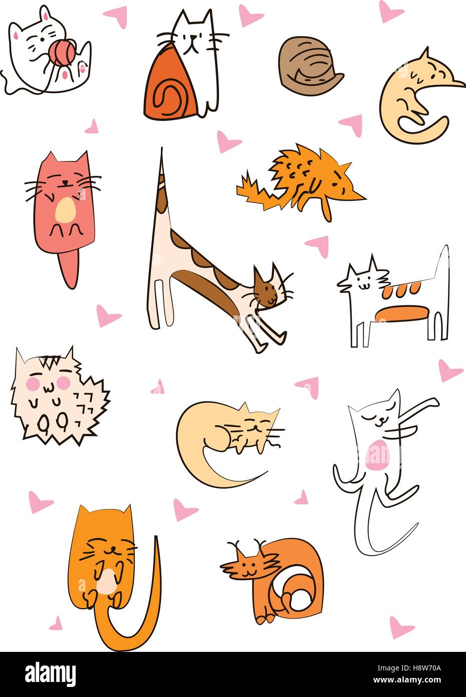 Great designed set of cute cartoon cats that can be used in various templates Stock Vector