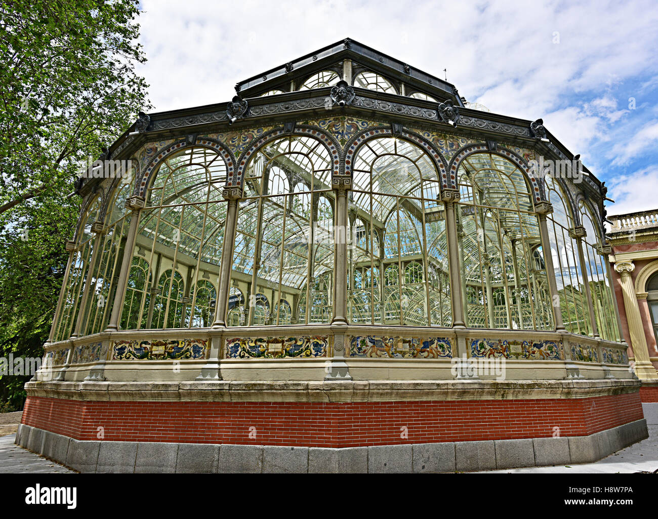 Palacio de Cristal - The Glasshouse - Retiro Park Madrid, Spain Stock Photo