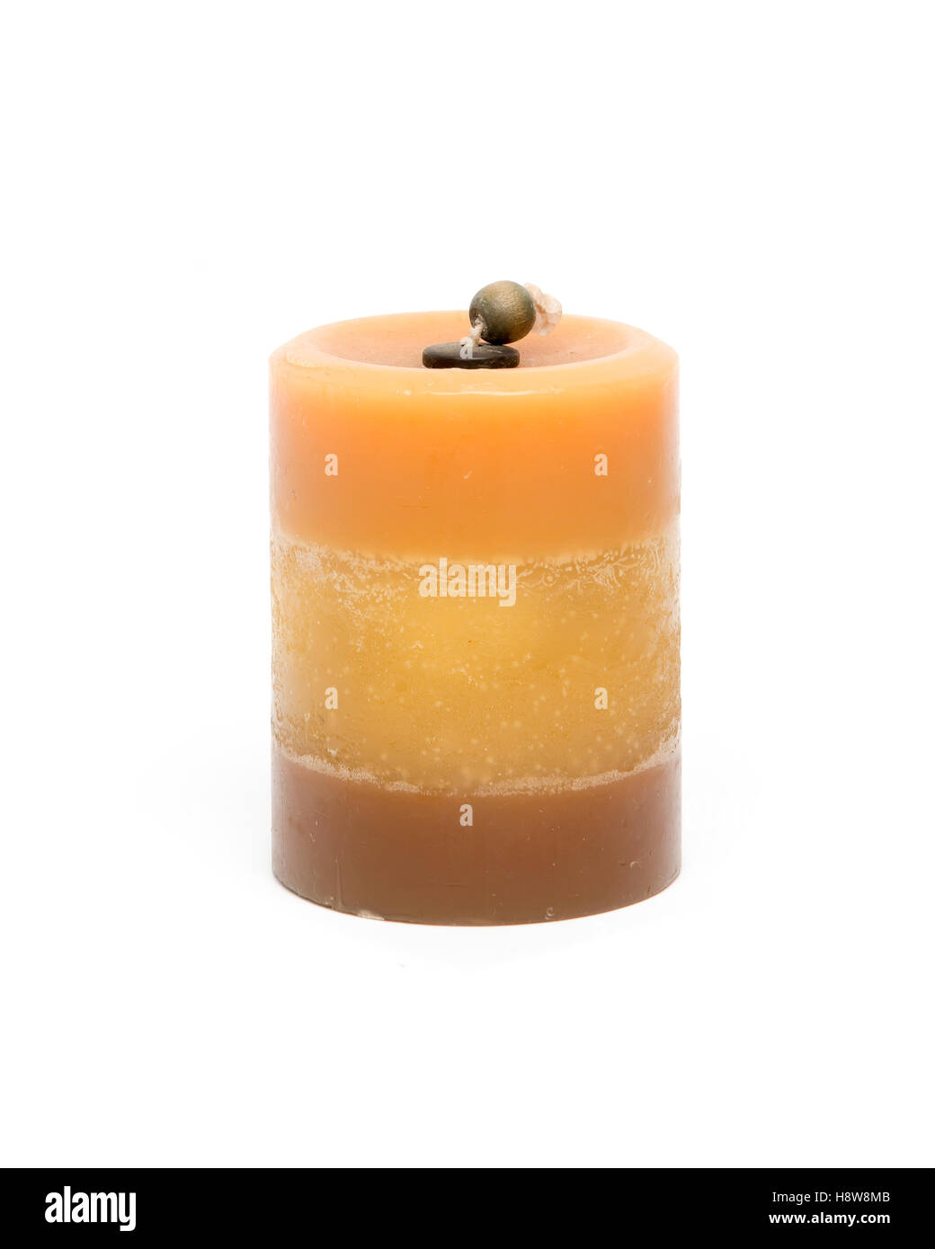Decorative wax candle isolated on white Stock Photo