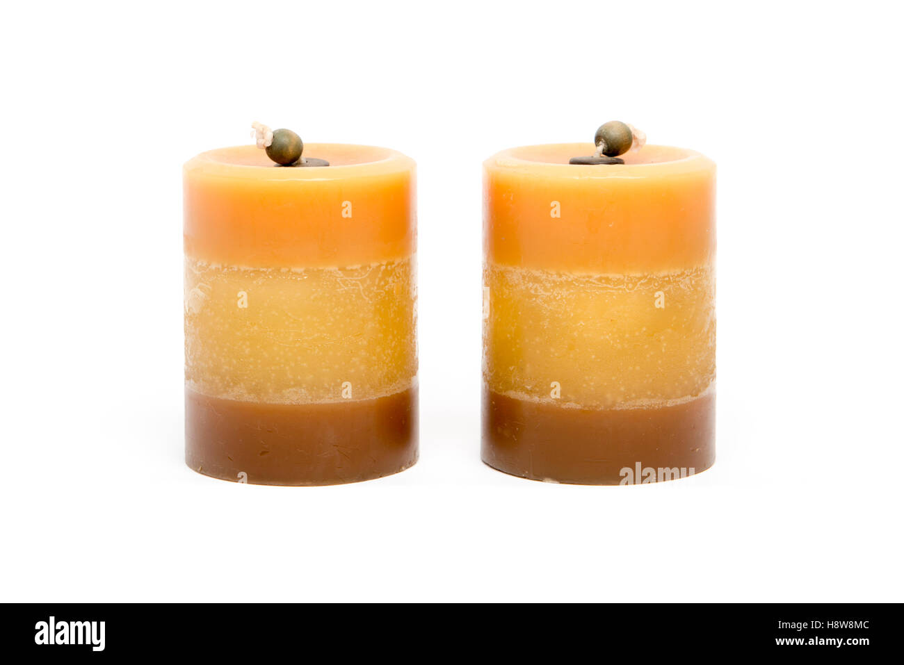 Decorative wax candles isolated on white background Stock Photo Alamy