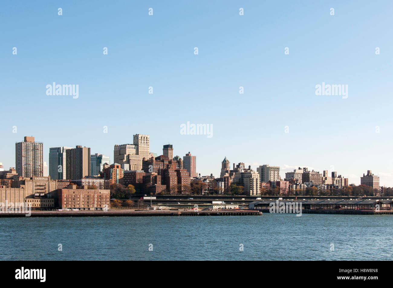 New York City skyline on a sunny day from river Stock Photo - Alamy