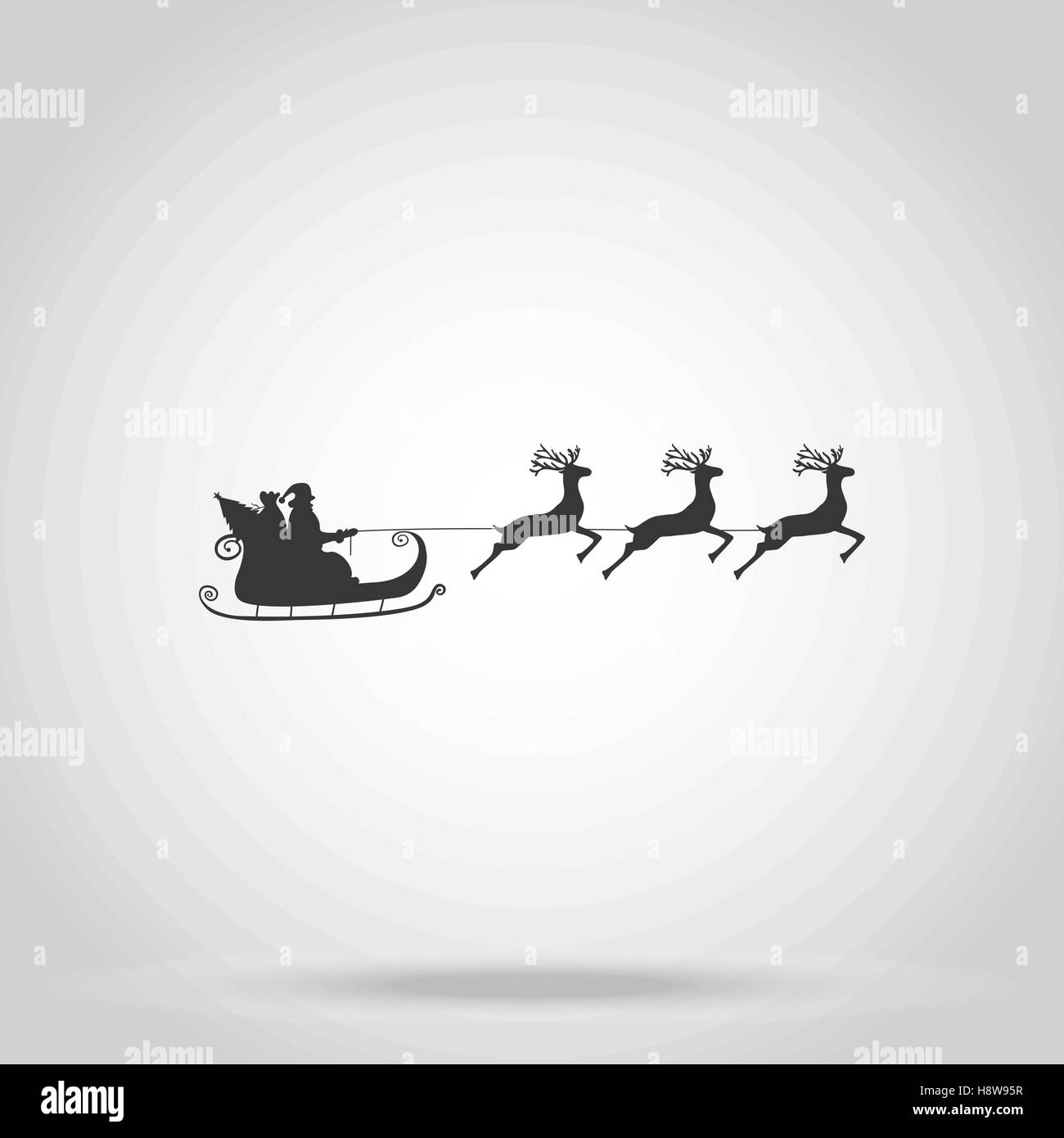 Santa Claus rides in a sleigh in harness on the reindeer Stock Vector ...