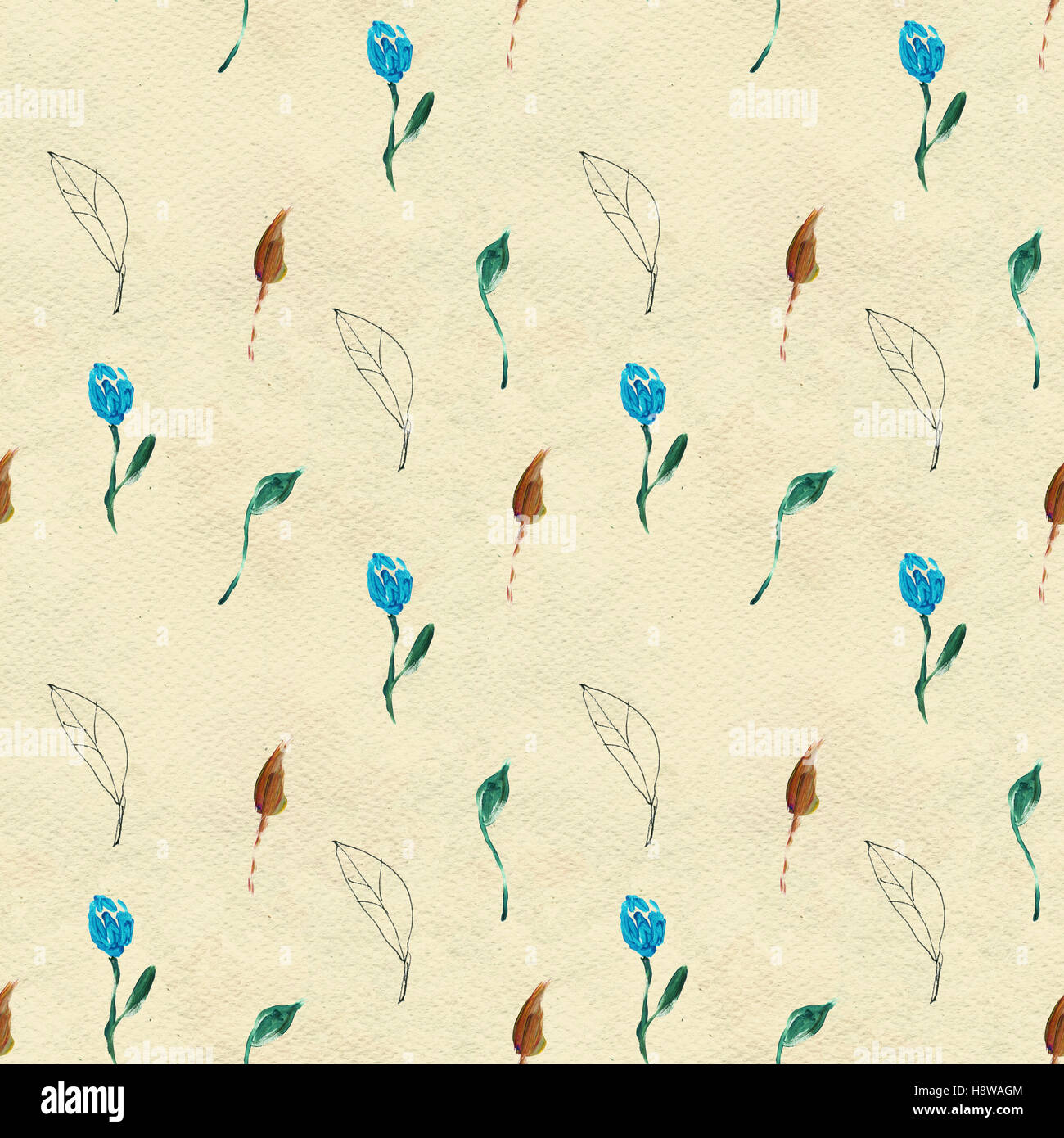 Seamless pattern with blue flowers Stock Photo - Alamy