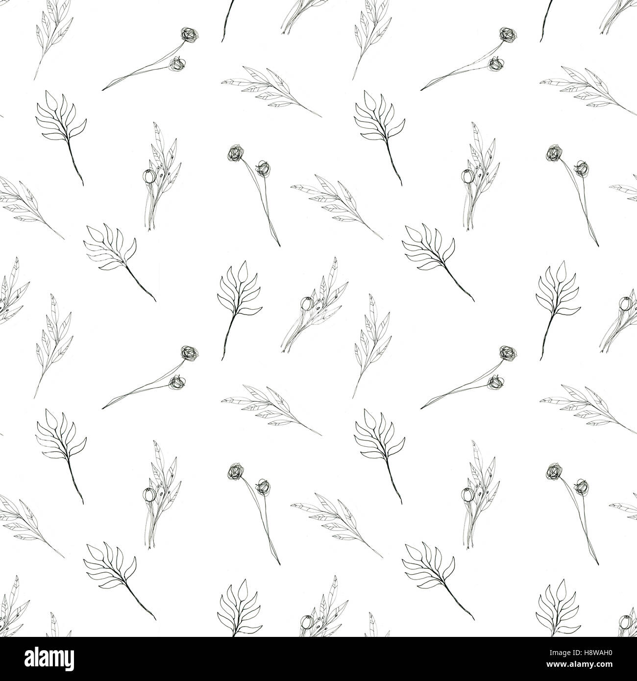 Seamless floral with abstract black and white flowers Stock Photo - Alamy