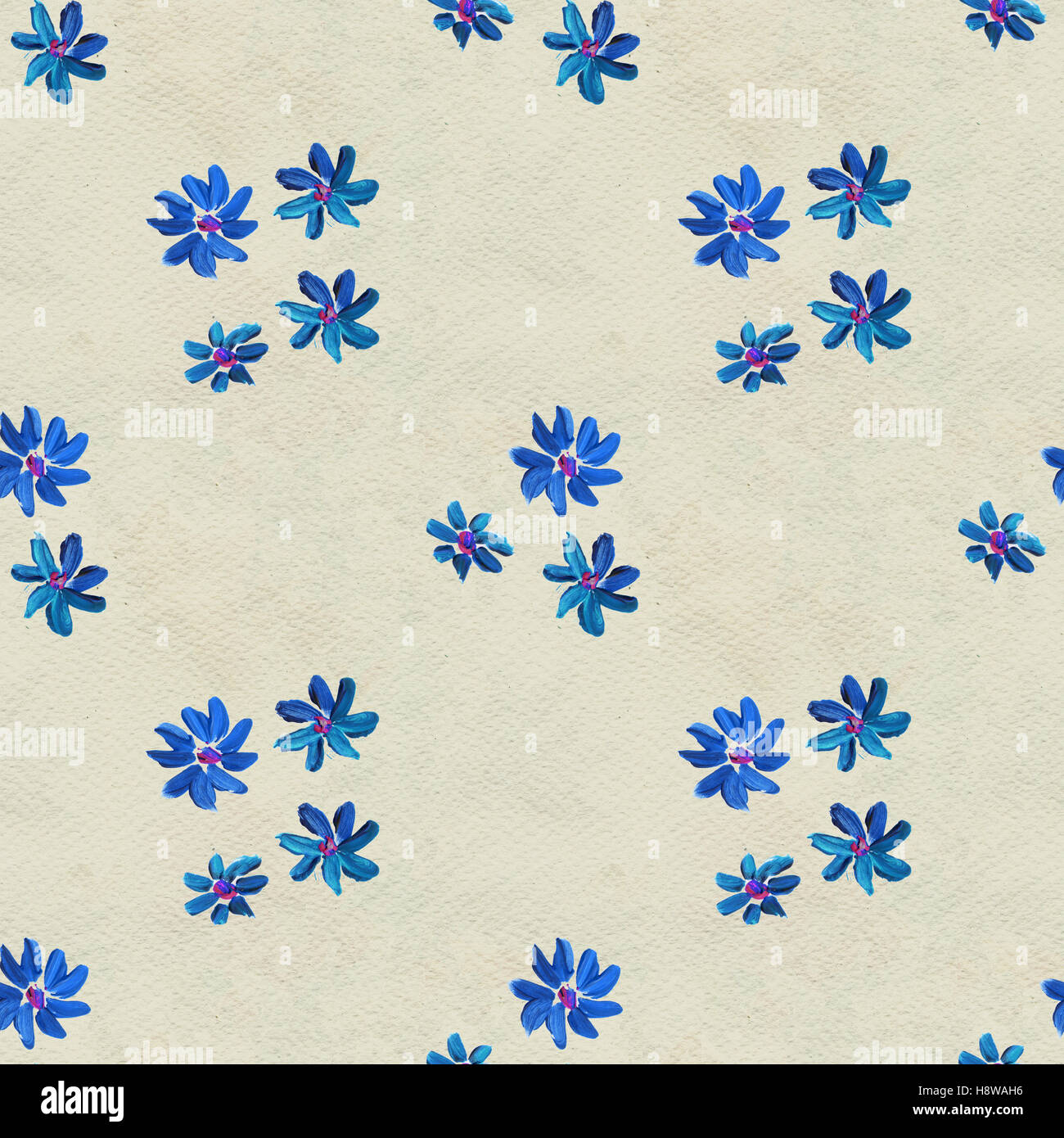 Seamless pattern with blue flowers Stock Photo - Alamy