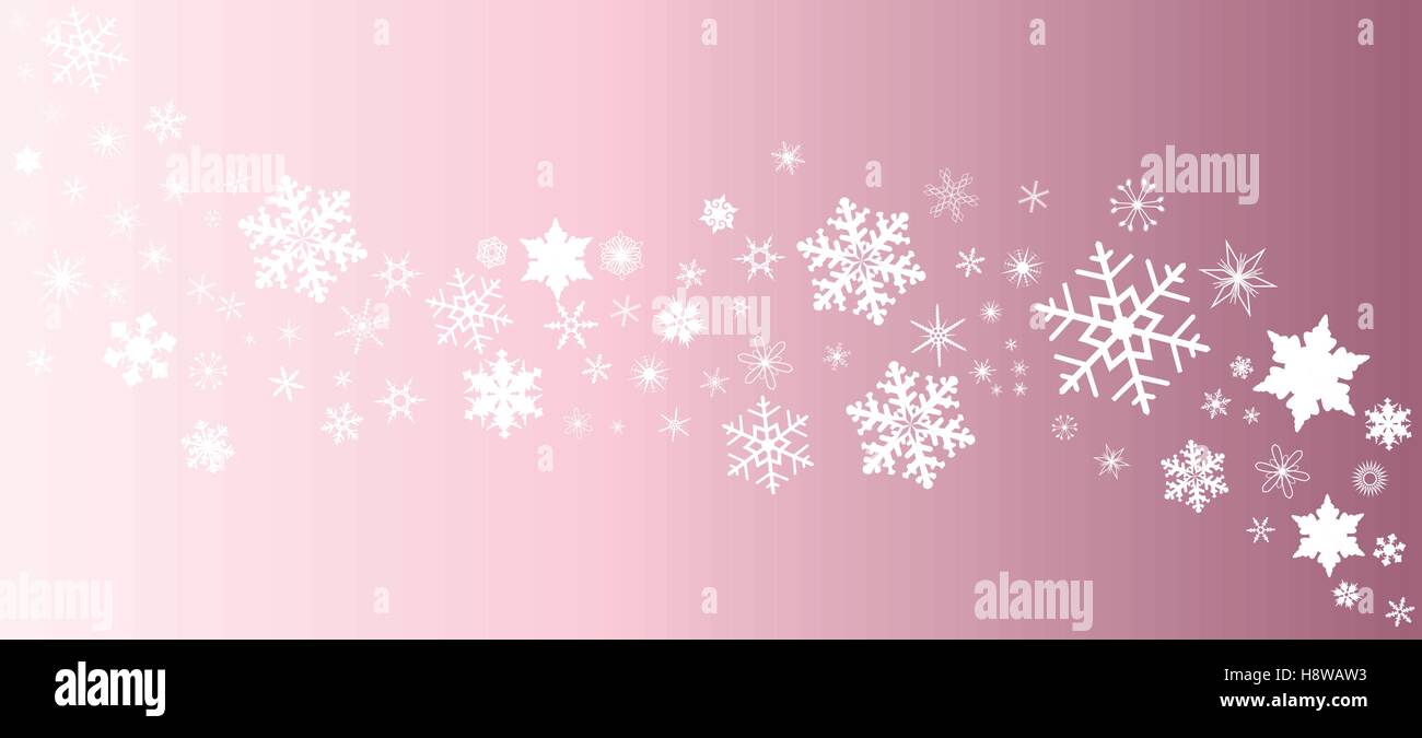 A banner of snowflakes in white over a pink background Stock Vector ...