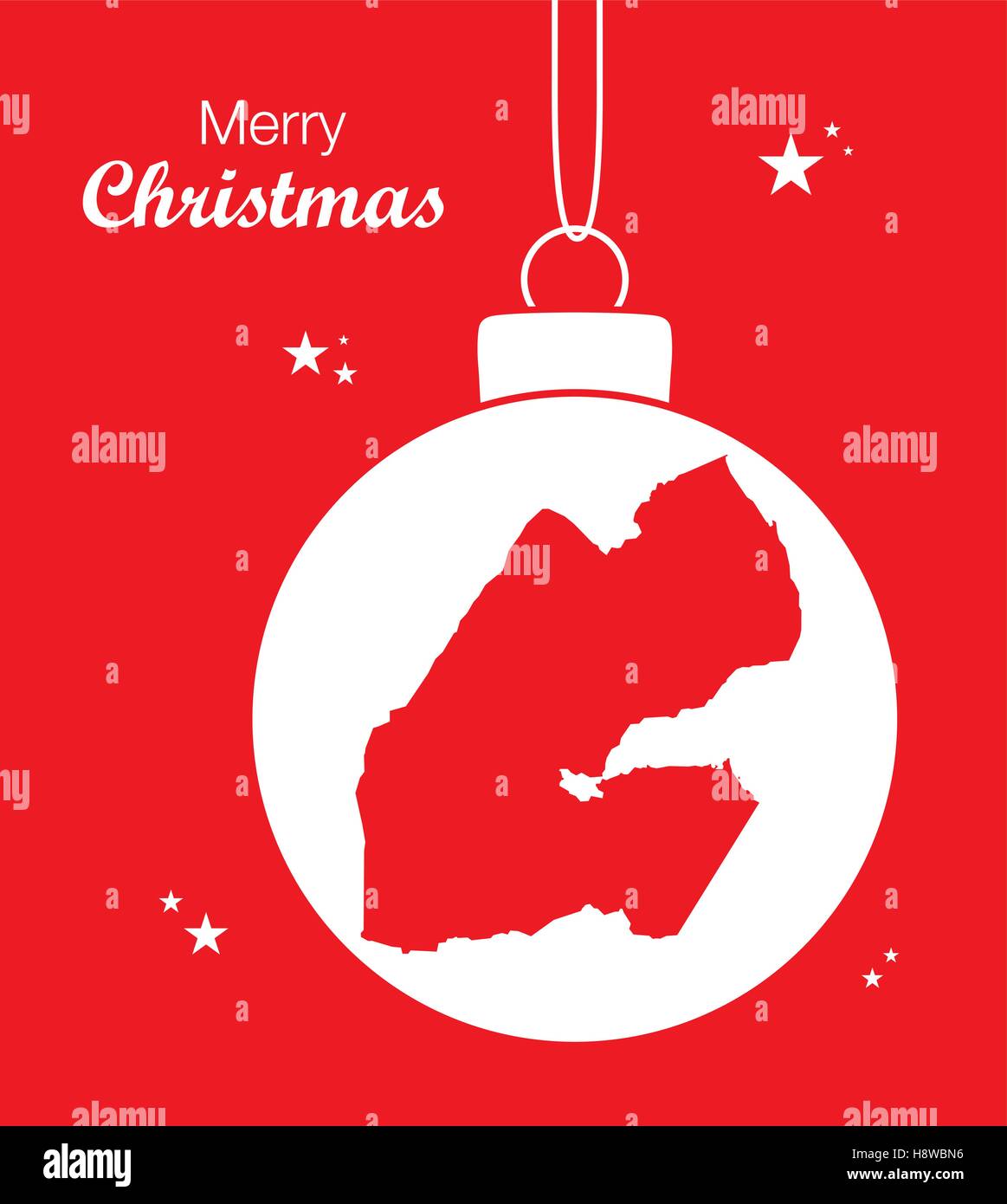 Merry Christmas illustration theme with map of Djibouti Stock Vector