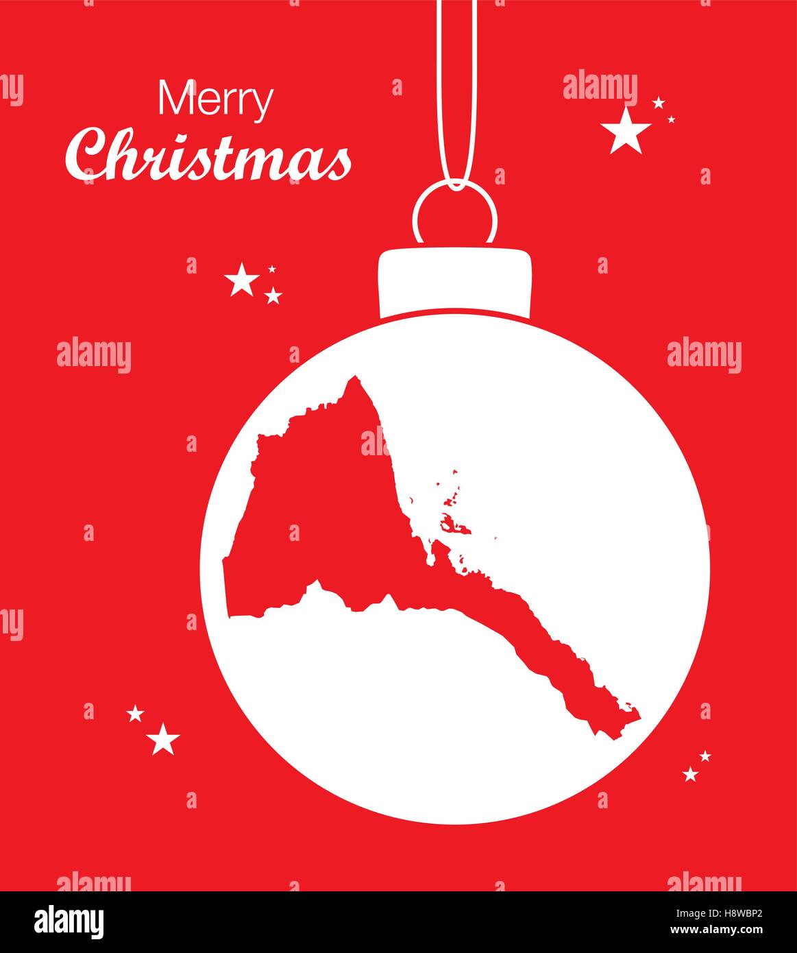 Merry Christmas illustration theme with map of Eritrea Stock Vector