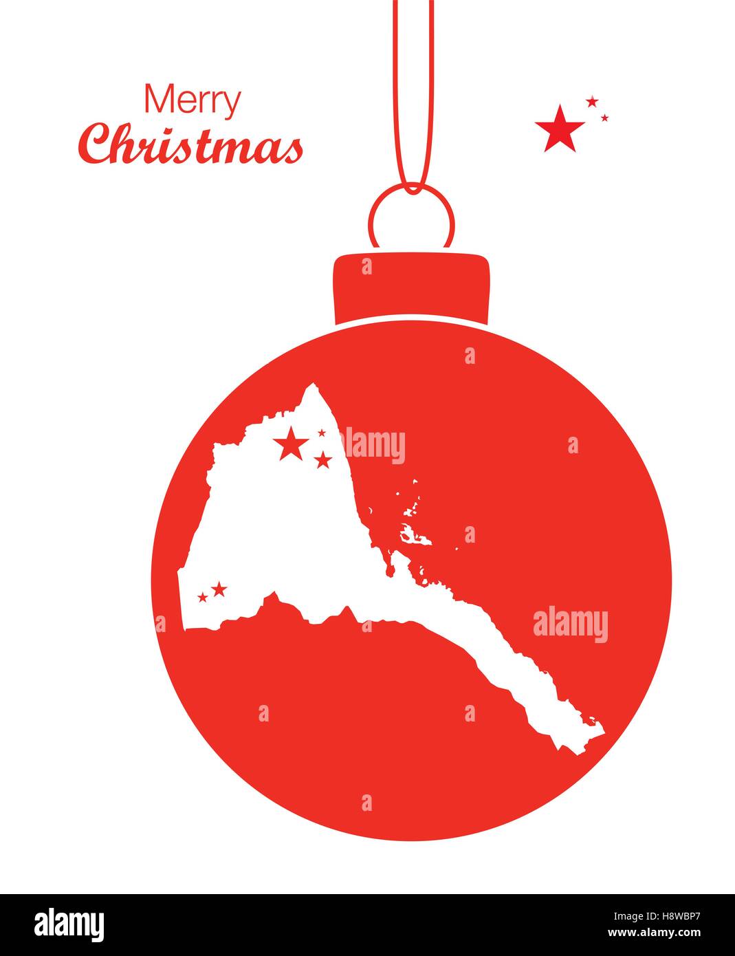 Merry Christmas illustration theme with map of Eritrea Stock Vector