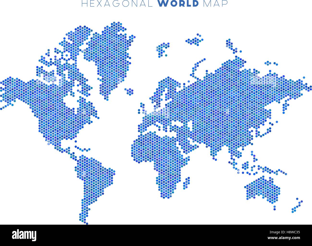 Vector hexagonal world map Stock Vector