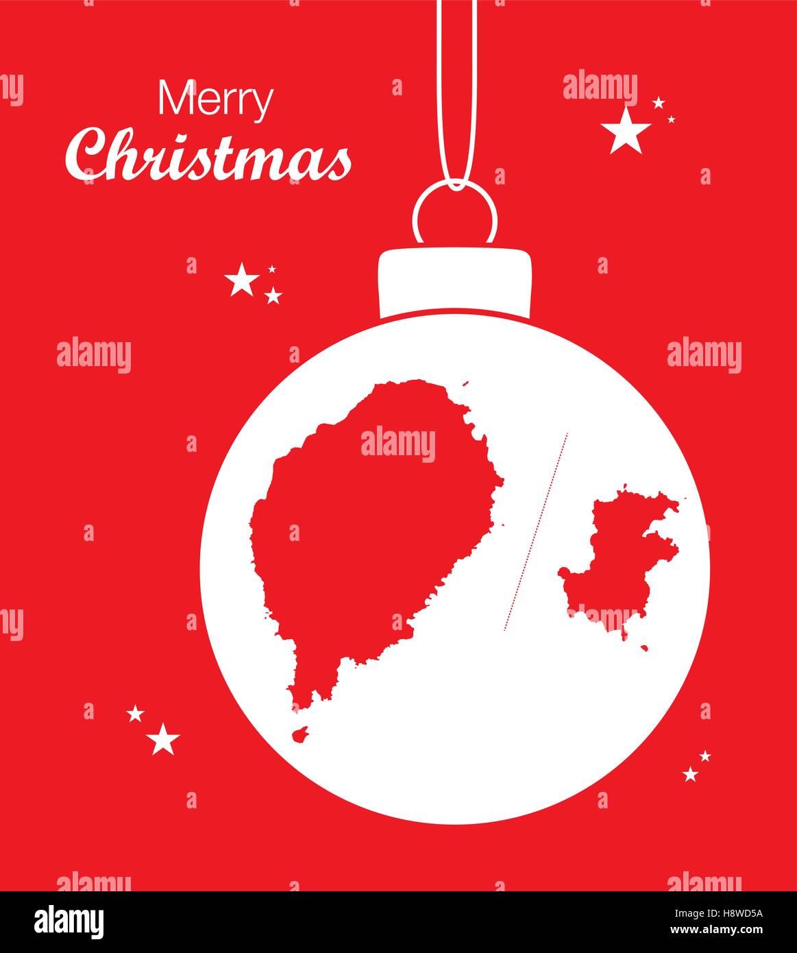 Merry Christmas illustration theme with map of Sao Tome and Principe