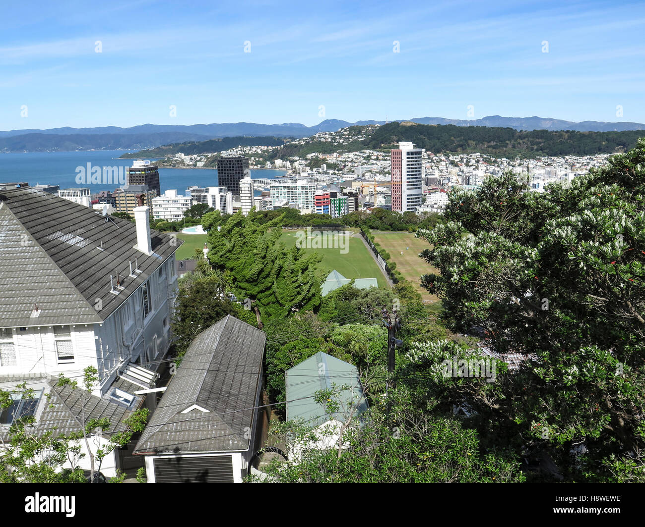View of Wellington from the Dominion Observatory, Welington, New Zealand Stock Photo