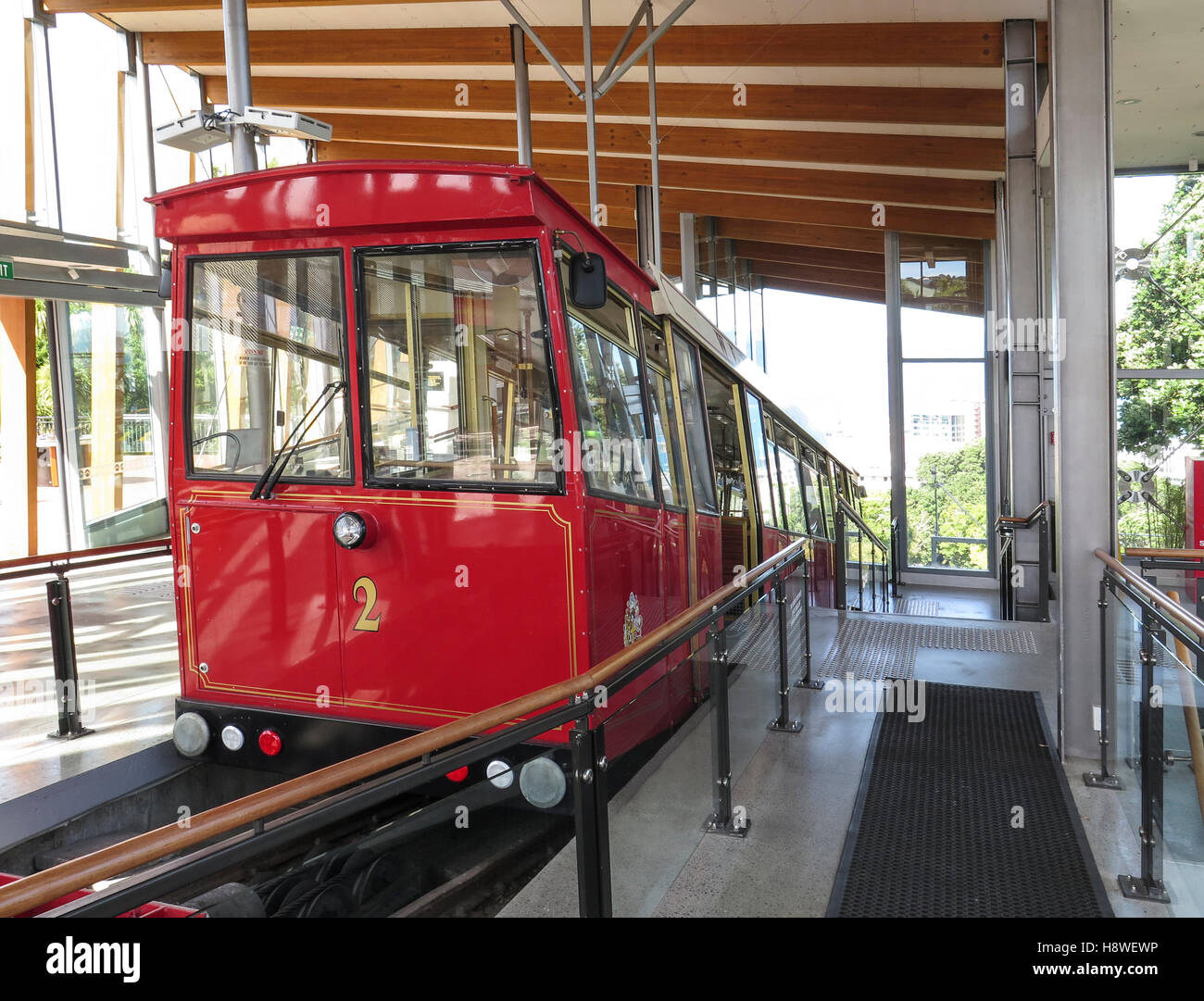 The Cable Car to the Botanical Gardens in Wellington, New Zealand Stock Photo