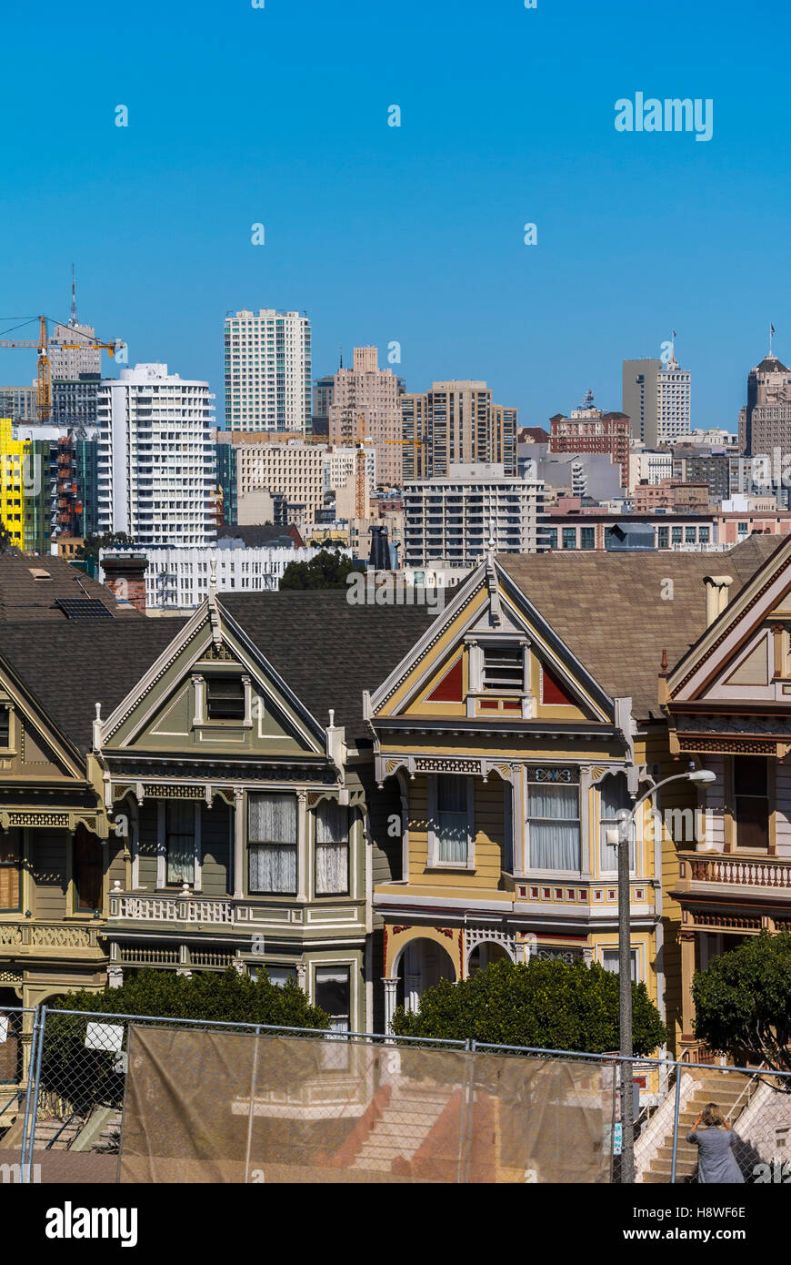 San Francisco, CA, USA, Victorian Townhouses in Haight Ashberry District 'Painted Ladies' City Scapes / Skylines US, gentrification  [US Stock Photo