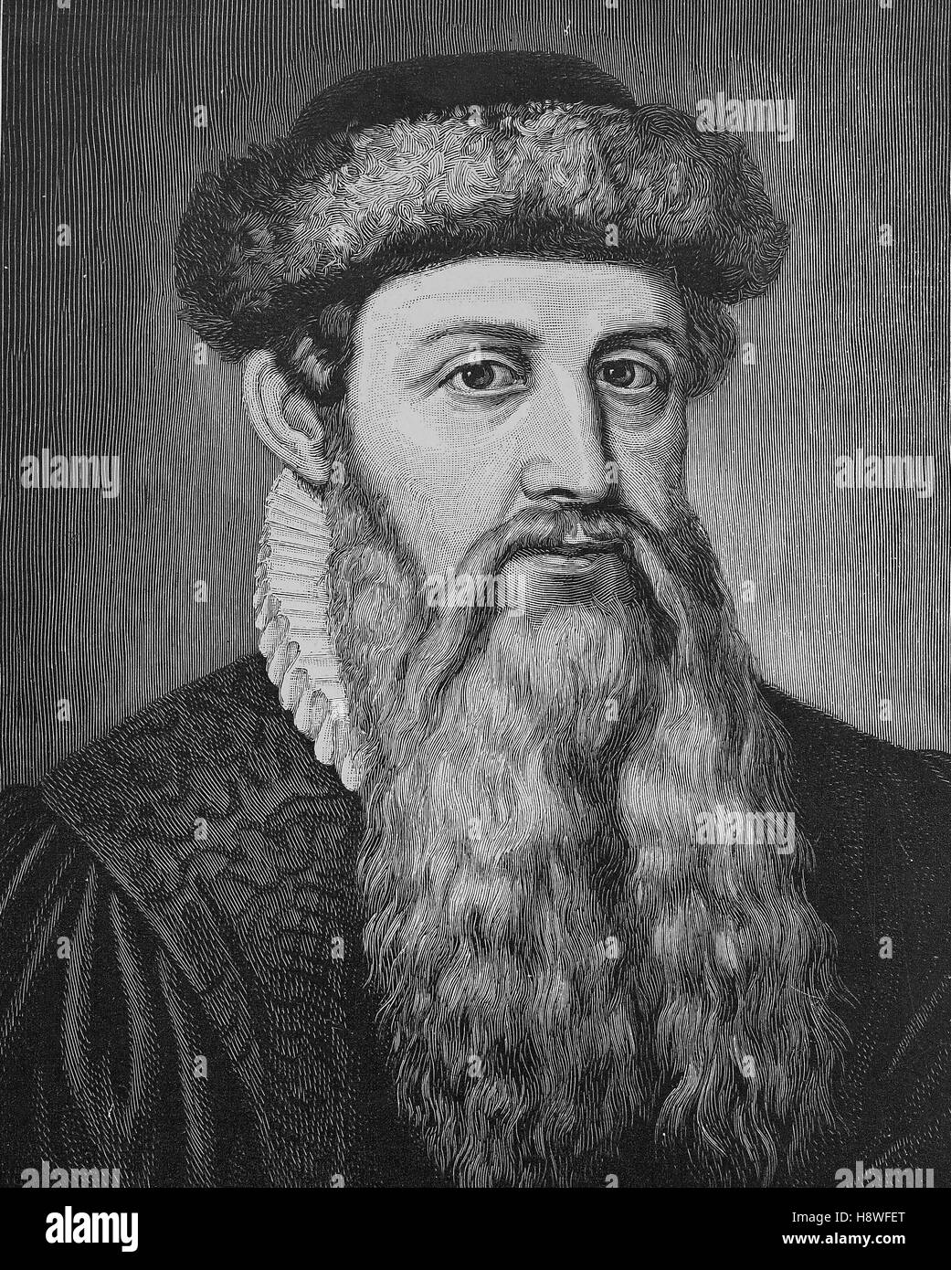 Johannes Gensfleisch zur Laden zum Gutenberg was a German blacksmith, goldsmith, printer, and publisher who introduced printing to Europe Stock Photo