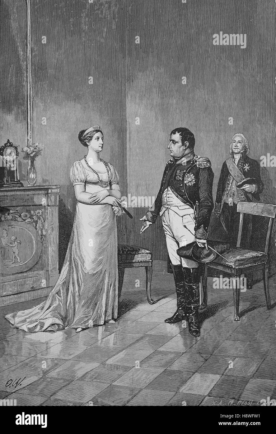 Duchess Louise of Mecklenburg-Strelitz and Napoleon Bonaparte in Tilsit Stock Photo