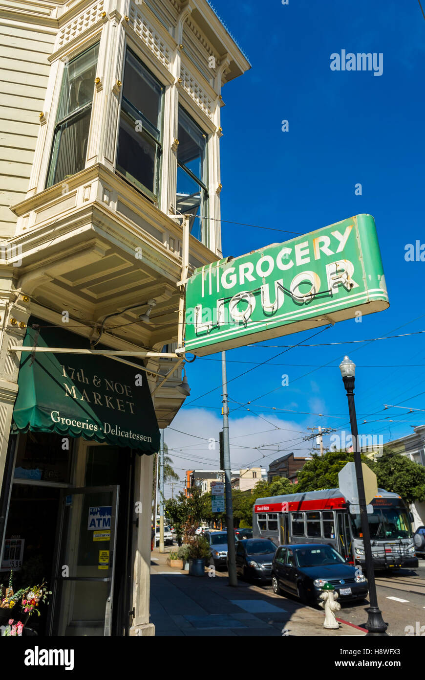 San Francisco, CA, USA, Old Street 1950s Store Front, Vintage, Liquor Sign, The Castro District Stock Photo