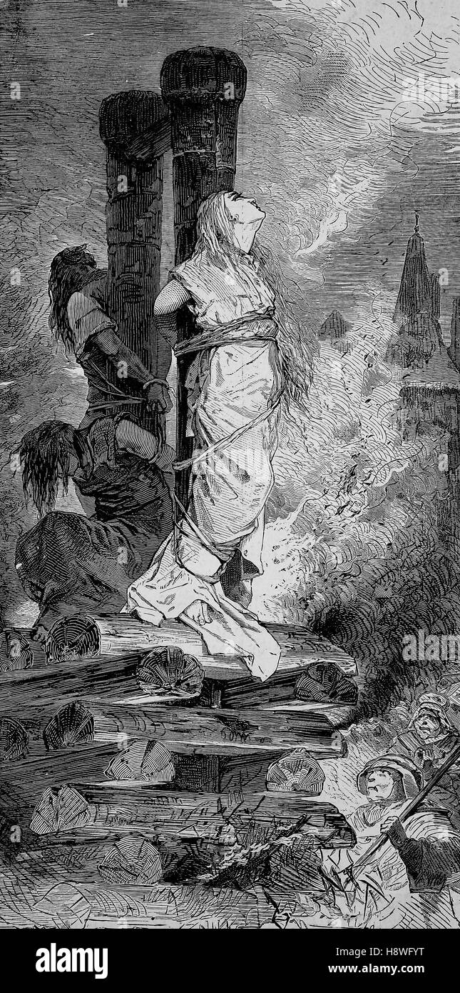 The burning of a woman, witch Stock Photo