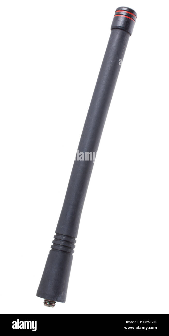 Flexible rubber antenna that goes on a handheld radio Stock Photo