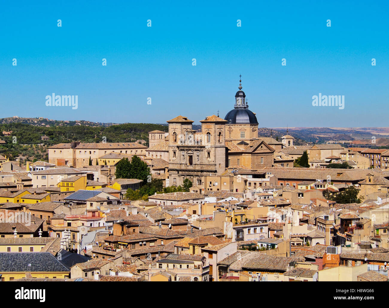 Spain, Castile La Mancha, Toledo, Old Town, View towards the San Ildefonso Church. Stock Photo