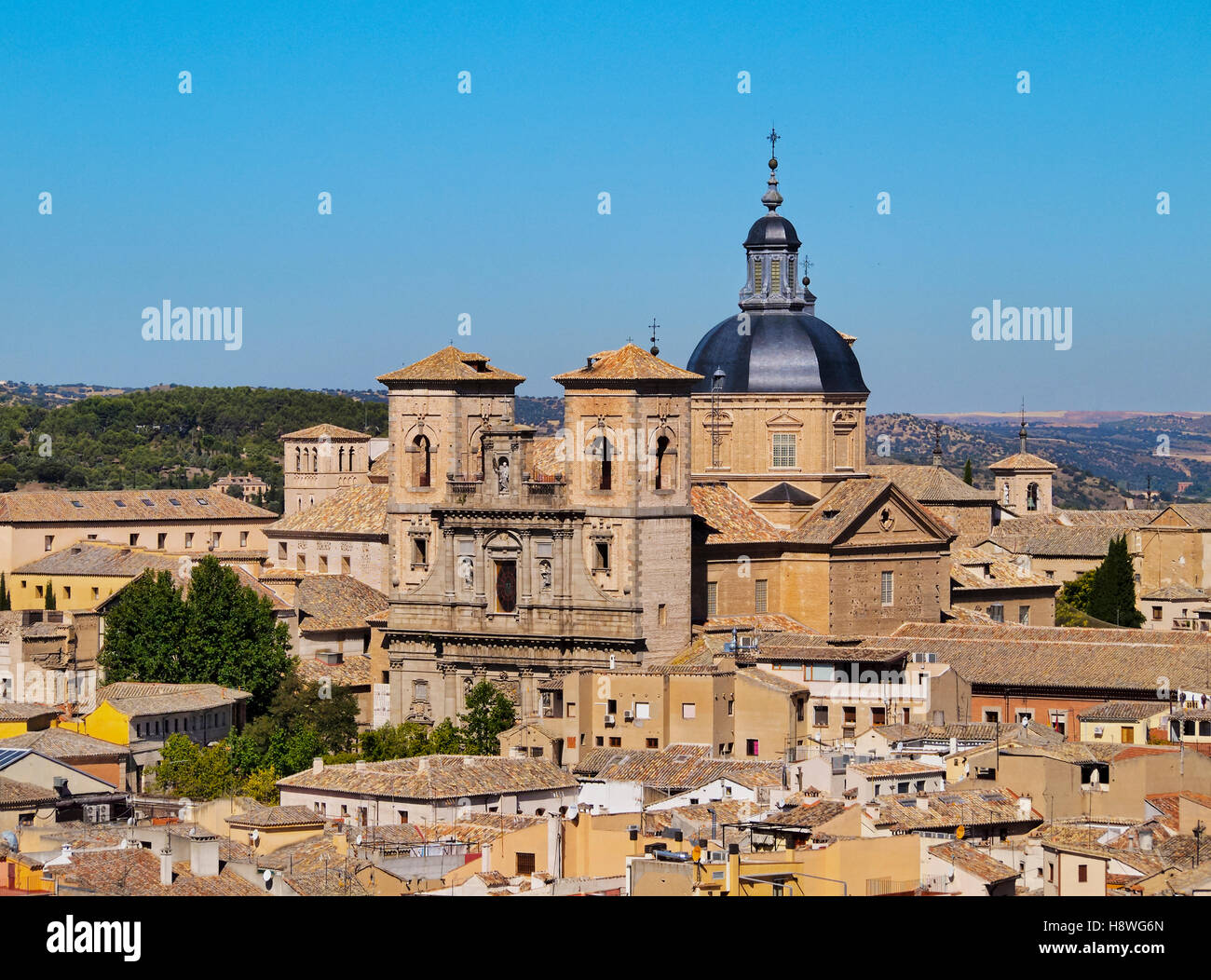 Spain, Castile La Mancha, Toledo, Old Town, View towards the San Ildefonso Church. Stock Photo