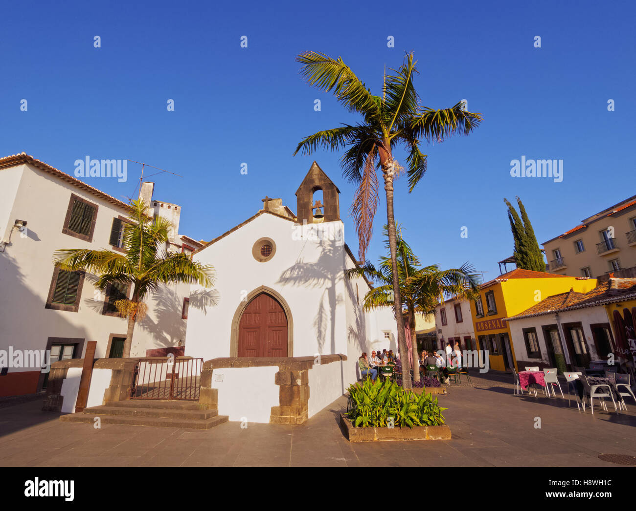 Portugal, Madeira, Funchal, View of the church on Largo do Corpo Santo. Stock Photo