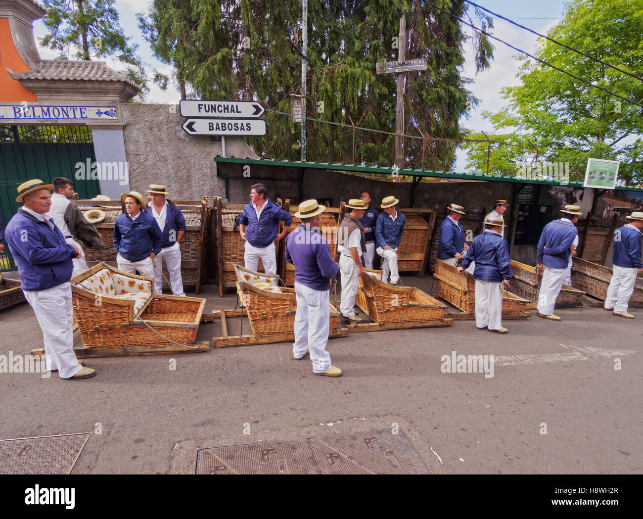 Portugal, Madeira, Funchal, Carreiros do Monte, Wicker Toboggan Sled