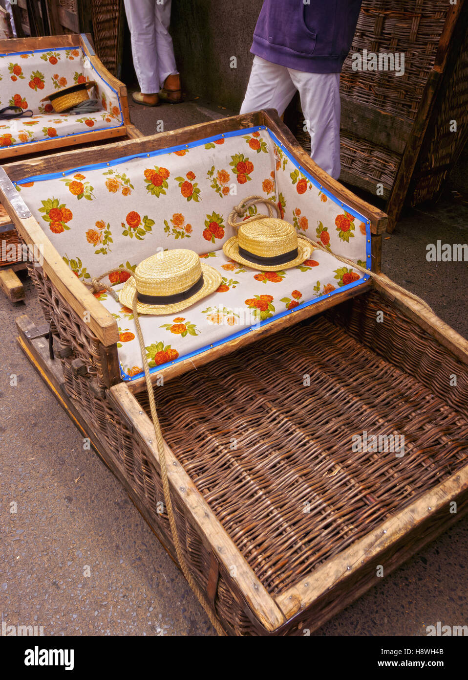 Portugal, Madeira, Funchal, Carreiros do Monte, Wicker Toboggan Sled