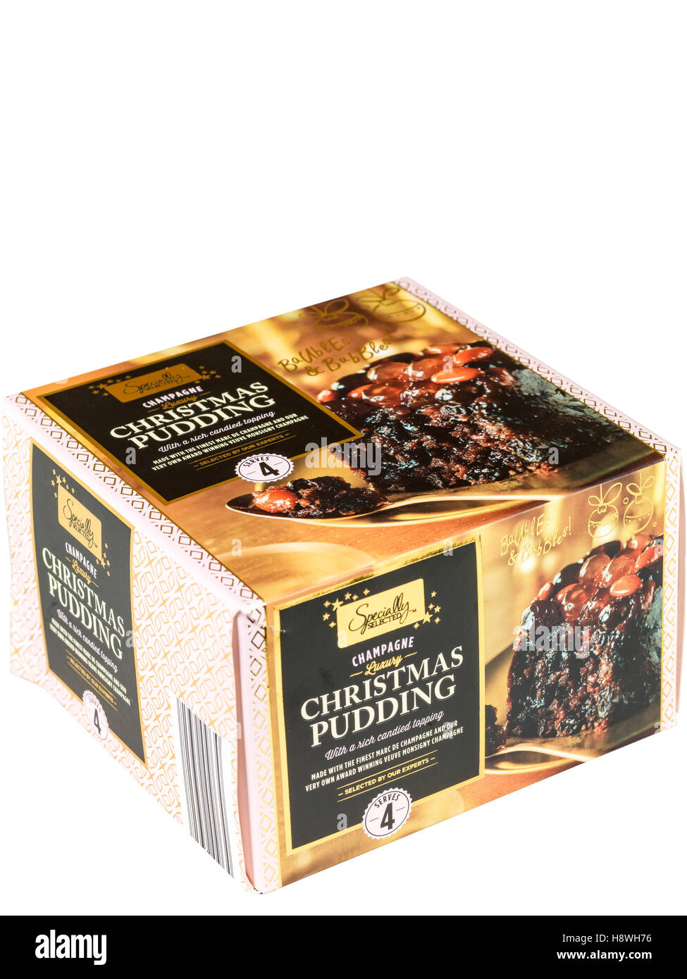 Boxed Traditional Christmas Pudding Stock Photo