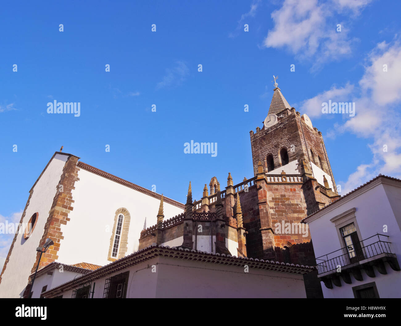 Portugal, Madeira, Funchal, View of the Cathedral of Our Lady of the Assumption. Stock Photo