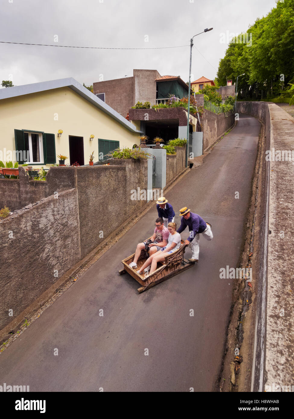 Portugal, Madeira, Funchal, Carreiros do Monte, Wicker Toboggan Sled
