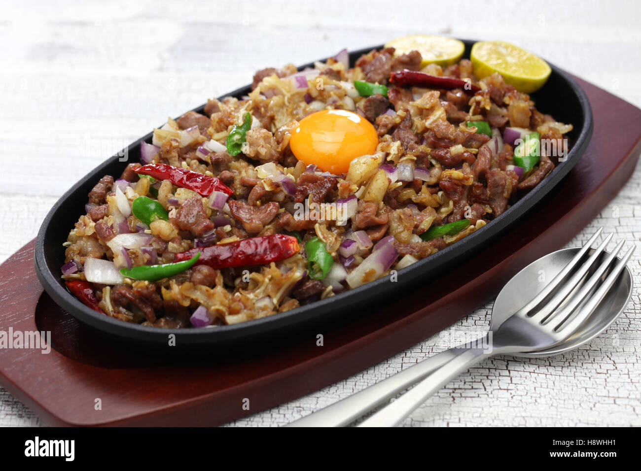sizzling pork sisig, filipino cuisine Stock Photo