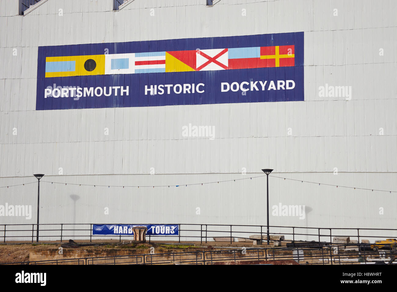 General view of Portsmouth Historic Dockyard Stock Photo