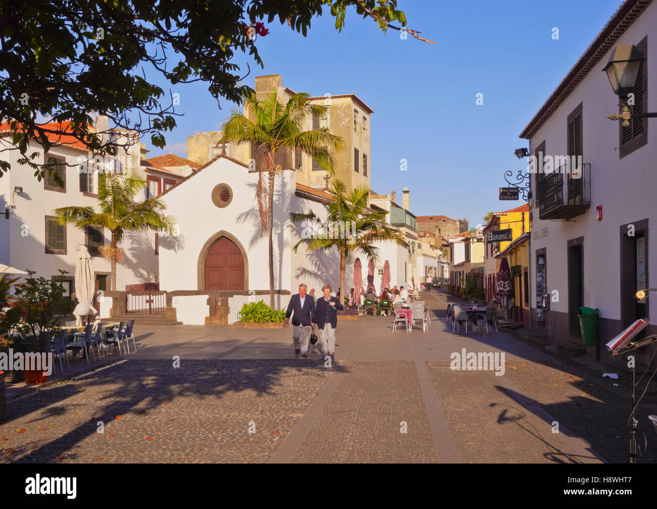 Portugal, Madeira, Funchal, View of the church on Largo do Corpo Santo. Stock Photo