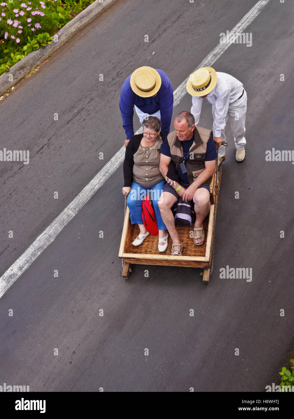 Portugal, Madeira, Funchal, Carreiros do Monte, Wicker Toboggan Sled