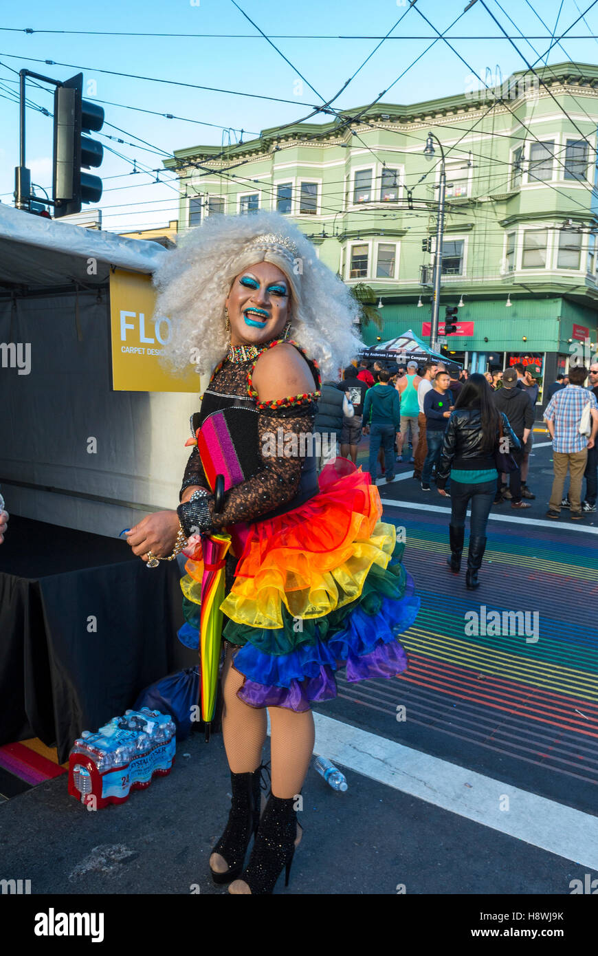 San Francisco, CA, USA, Gay Neighborhood, 'Castro Street Fair' Street Festival Scenes, Drag Queen, Transvestite in Costume, cross dresser Stock Photo