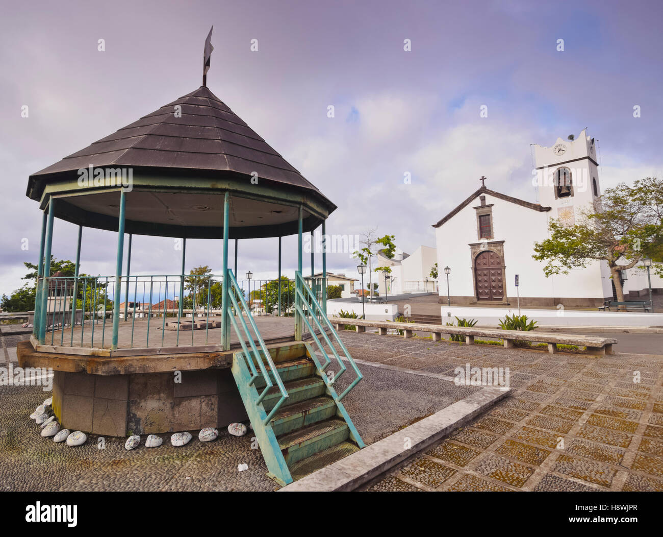 Portugal, Madeira, View of the church in Santana. Stock Photo