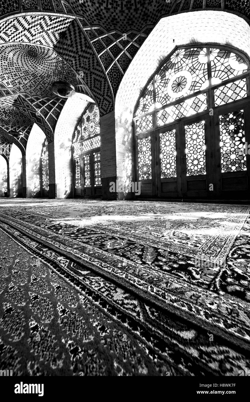 in iran blur colors from the windows the old mosque traditional scenic