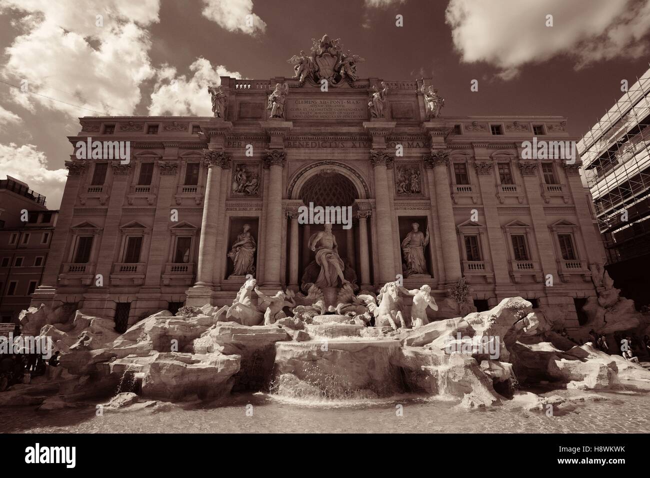 ROME - MAY 12: Trevi Fountain in day time on May 12, 2016 in Rome, Italy. Rome ranked 14th in the world, and 1st the most popular tourism attraction in Italy. Stock Photo