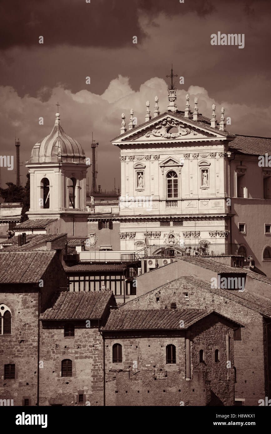 Rome rooftop view with ancient architecture in Italy Stock Photo - Alamy
