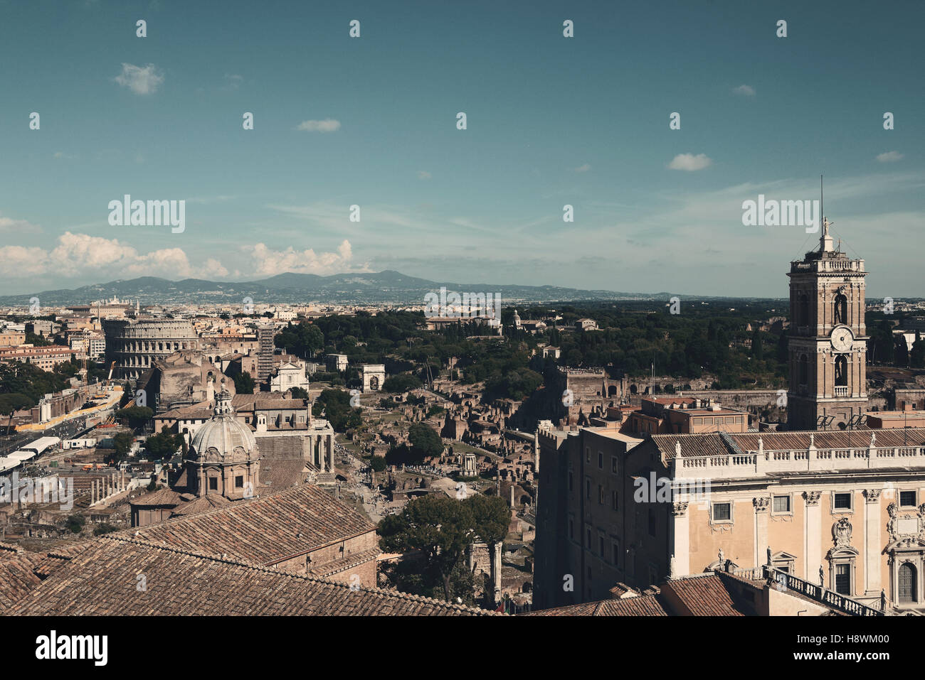 Rome rooftop view with ancient architecture in Italy Stock Photo - Alamy
