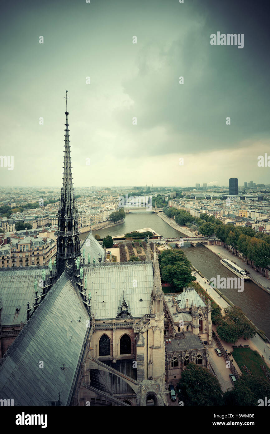 Paris rooftop view from NotreDame Cathedral Stock Photo Alamy