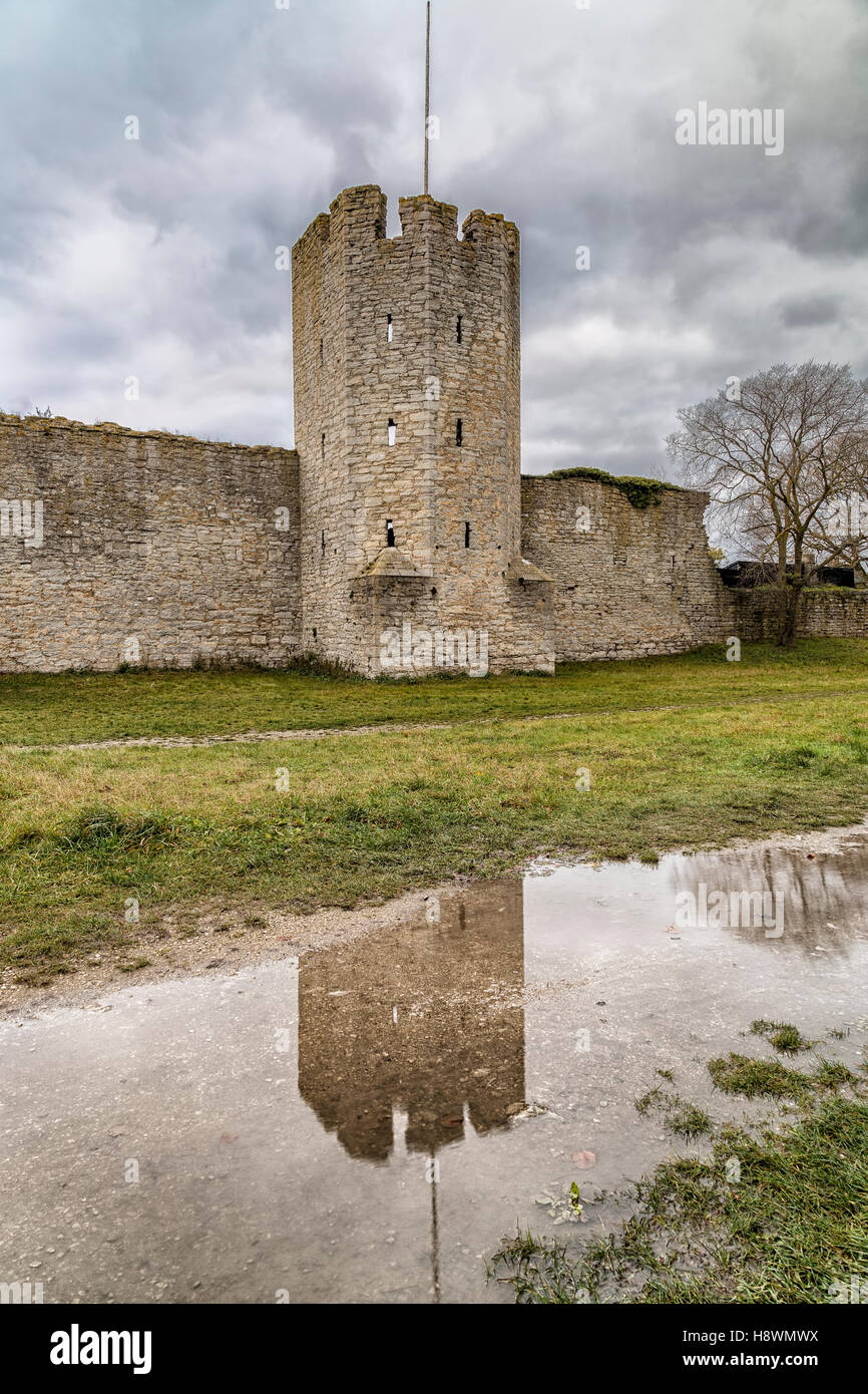 Town Wall in Visby, Gotland in Sweden. Stock Photo