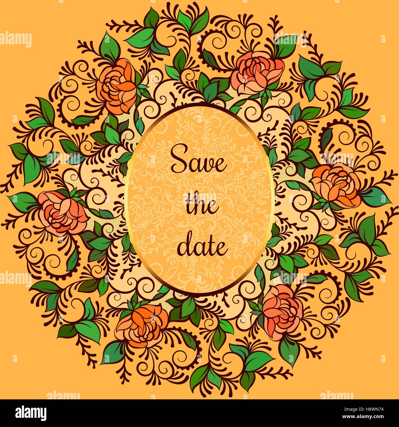 Spring flowers bouquet for vintage card. Vector illustration on yellow ...