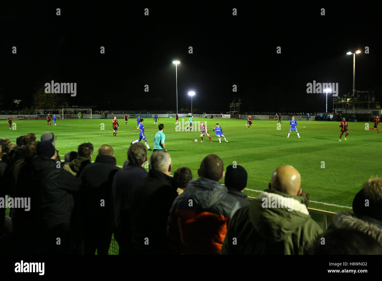 A general view of the FA Cup First Round Replay at St James Park, Brackley. Stock Photo