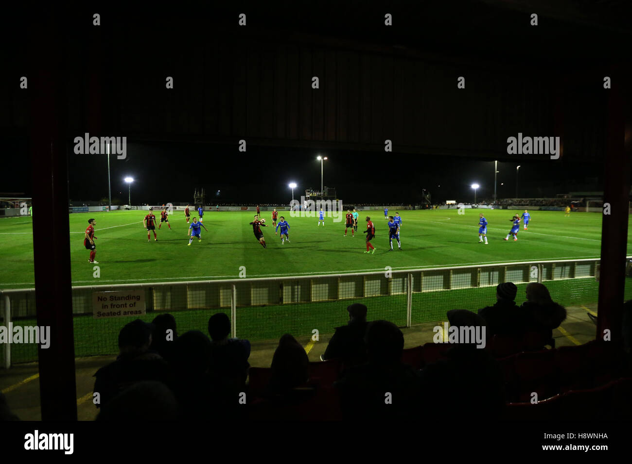 A general view of the FA Cup First Round Replay at St James Park, Brackley. Stock Photo